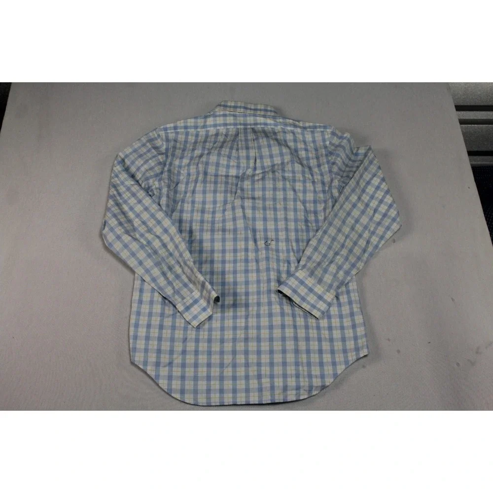 Banana Republic Button Down Mens Small Blue Good Plaid Long Sleeve Non-Iron